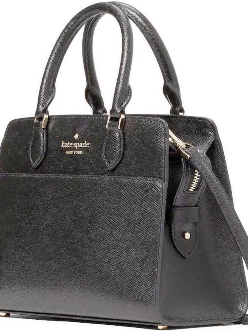 kate spade Black Structured Saffiano Leather Satchel